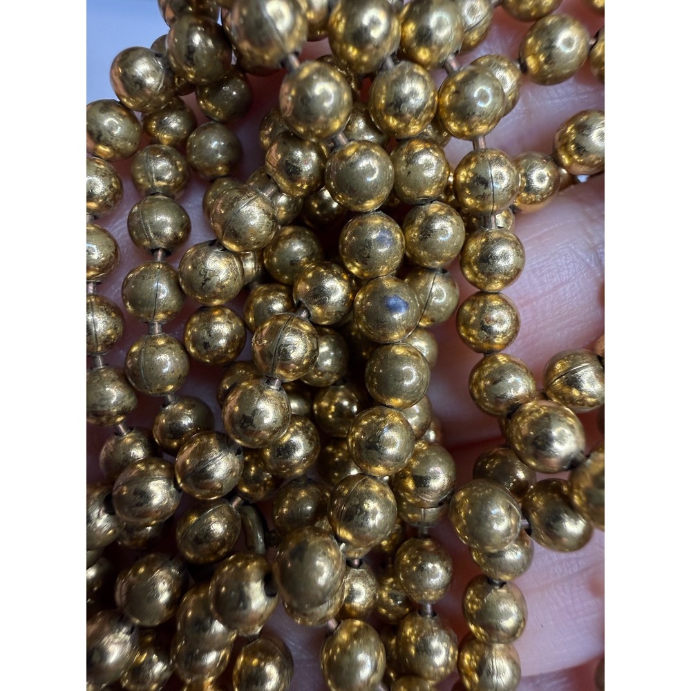 Vintage Gold Tone 4mm Round Bead Necklace 30 Inch Long Strand Spring Ring Clasp